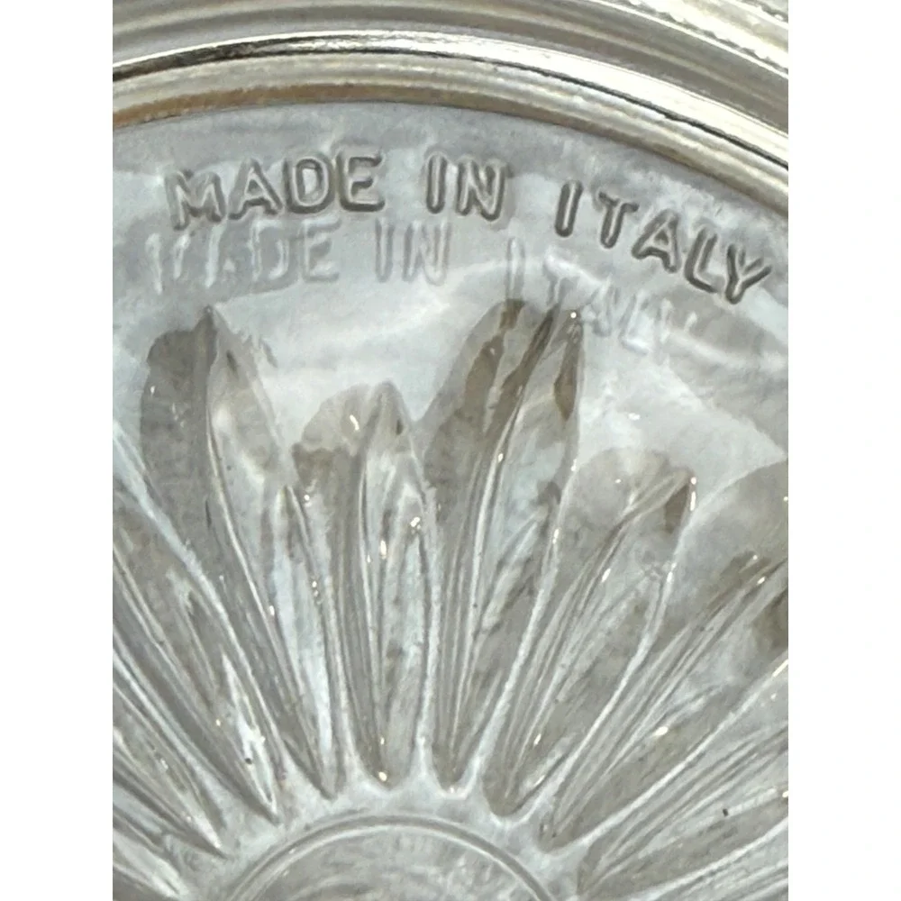 Set of 4 Leonard Silverplate Glass Coasters Made in Italy‎ Starburst Design